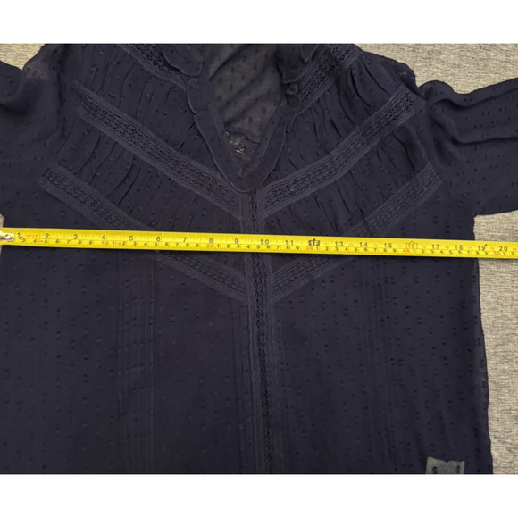 SUNDANCE Blue Rayon Swiss Dot Lace Blouse w/ Tank Top Liner Women's Small - Picture 4 of 8